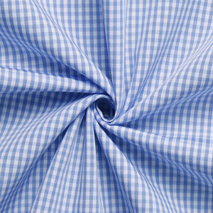 Tessuto di Alta Qualità Pronto per la Consegna, OEM, Cotone Tinto in Filo ad Alta Densità, Popeline 60S, Gingham Blu, Tessuto Setoso per Camicie da <span class=keywords><strong>Uomo</strong></span> e Donna - Product Image 5