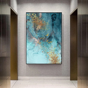 Peintures à l'huile 100% peintes à la main sur toile, Ciel bleu avec oies sauvages dorées - Product Image 5