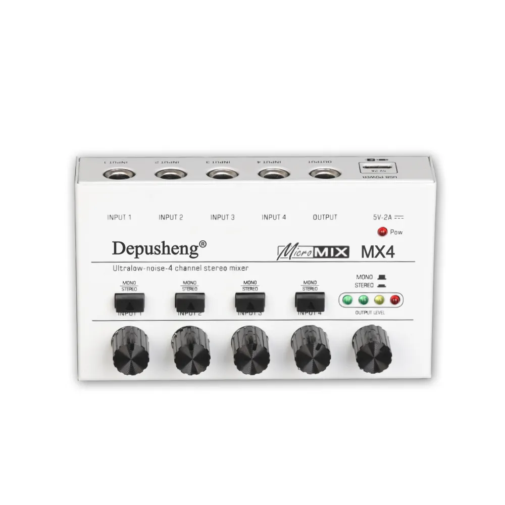 Depusheng MX4 High Quality 5V Ultralow-Noise- 4 Channels Stereo Mixer Mini Sound Mixer