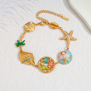 Pulsera de Acero Inoxidable Estilo Verano JY Fashion, Estilo Océano, Multielementos, Concha, Estrella, Forma de Corazón - Product Image 3