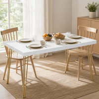 Table à manger rectangulaire moderne avec plateau en bois, table à manger pliable en bois