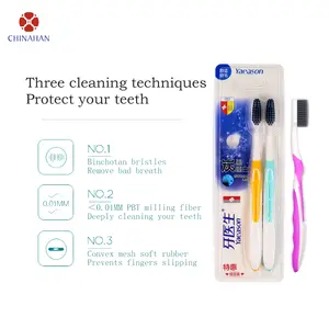 En gros Binchotan doux brosse à dents brosse à dents de marque privée de nettoyage des dents brosse à dents de charbon de bois