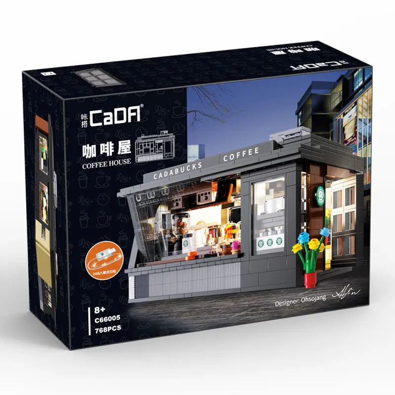 2023 Hot Selling High-Tech Bakstenen Straat Coffeeshop Cada Bouwstenen 3d Model Set Van Cafe Diy Leren Speelgoed Voor Meisje