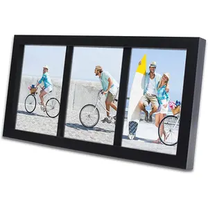 Black 3 graded sports 4*6 inch Collage Picture Frame Displays Three 4*6 Frame Openings MDF shadow box frame