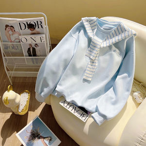 Ensemble de vêtements d'hiver pour femmes de haute qualité, <span class=keywords><strong>sweat</strong></span>-shirt à col rond en jersey anti-rétrécissement et veste deux pièces avec motif de lettres - Product Image 3