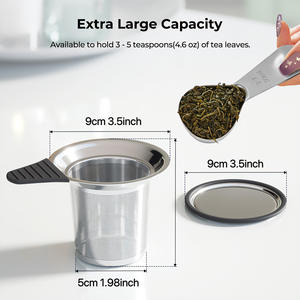 مصفاة شاي قابلة للعكس من الفولاذ المقاوم للصدأ ، مجموعة استخدام المطبخ المنزلي ، مكونات بلاستيكية سيراميك ، غطاء كروي ، غطاء كرة معدني قابل لإعادة الاستخدام - Product Image 3