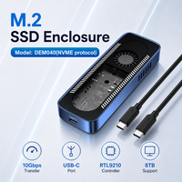 Boîtier SSD NVMe M.2 à refroidissement actif 10 Gbit/s USB 3.2 Gen2 en aluminium, compatible M-Key, pour disque dur externe portable 8 To (PCIe)