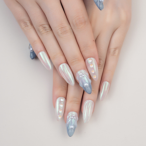 NAILOOK Ins - <span class=keywords><strong>Uñas</strong></span> Acrílicas Hechas a Mano con Diseño de Flores <span class=keywords><strong>Francesas</strong></span> en 3D, de Lujo, Cobertura Completa, 10 Piezas, <span class=keywords><strong>Uñas</strong></span> Postizas para Dedos, Venta al por Mayor - Product Image 6
