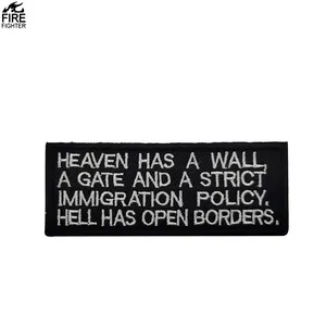 Parche de Tela Rectangular con Letras Bordadas en Blanco y Negro, con la Frase en Inglés '<span class=keywords><strong>HEAVEN</strong></span> HAS WALL', Divertido, 9x4 cm, para Coser en Bolsas - Product Image 1