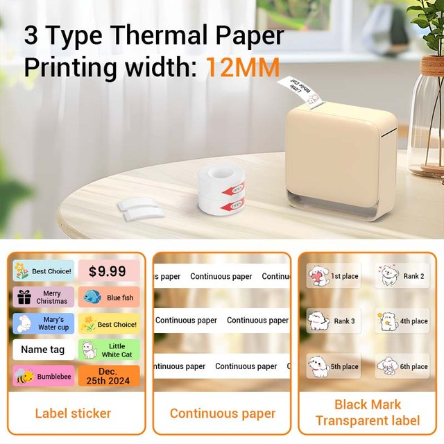 Portable Wireless Thermal Label Maker 12mm Mini Pocket Handheld Label Printer Sticker Printer in Stock