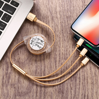 3-in-1 einziehbares USB-Ladekabel 3-in-1-Multi-Ladegerät aus reinem Kupfer für Computer Praktisch und vielseitig