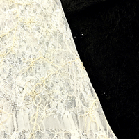 Tissu en dentelle brodée avec perles bugle; Jupes et robes midi 100% nylon de style français en gros