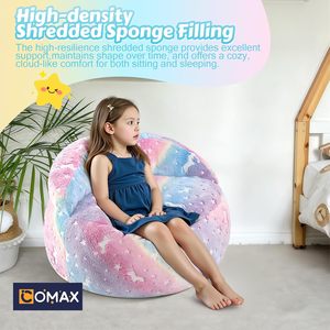 <span class=keywords><strong>Fauteuil</strong></span> pouf rond convertible pour enfants en forme de <span class=keywords><strong>licorne</strong></span> avec rembourrage en <span class=keywords><strong>mousse</strong></span> déchiquetée premium qui brille dans le noir, arc-en-ciel coloré - Product Image 5