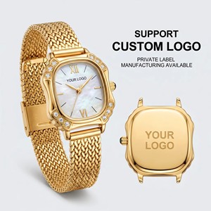 <span class=keywords><strong>Montre</strong></span> élégante de <span class=keywords><strong>luxe</strong></span> pour femmes, cadran carré en alliage et verre, bracelet en maille tissée <span class=keywords><strong>bicolore</strong></span> or et argent, mouvement à quartz. - Product Image 5