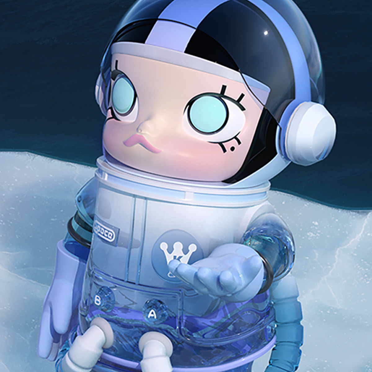 100% Original POP MART MEGA SPACE MOLLY 1000% Glacier Toy