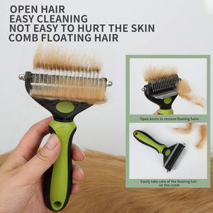 Logo personalizzato all'ingrosso della fabbrica 2 In 1 rimozione dei peli di gatto pettine strumento di rimozione del pettine cane Pet desatting Grooming pennello - Product Image 5