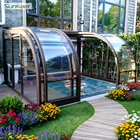 Prix d'usine, conception personnalisée populaire, enclos de patio en polycarbonate, couvertures de terrasse en PVC, serres en verre