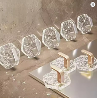 Crochets muraux en acrylique au design élégant, crochets adhésifs hexagonaux, organisateur de vêtements moderne à un seul niveau pour la cuisine, la salle de bain, le salon