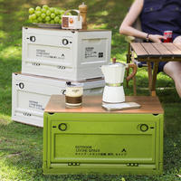 Boîte de rangement pour le camping en plein air, design pliable avec porte latérale, en plastique, style japonais, multi-usages, portable, 42x28x23cm
