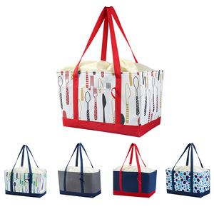 Large Insulated Grocery Bag Reusable Cooler Tote with Foam Foil Lining Drawstring Top Mesh Pocket Shopping Picnic Camping BBQ - Product Image 1