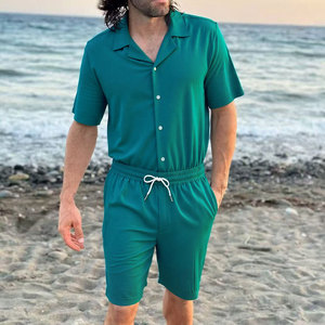 Men's Plus Size Sports Shorts <b>Sets</b> Slim Fit Breathable 100% Cotton Short Sleeve T-Shirt High Street Style for Summer Casual - Product Image 1