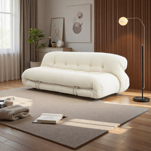 Sofá Retro minimalista nórdico, silla de lana de cordero, marco de acero tapizado, <span class=keywords><strong>muebles</strong></span> de salón perezosos informales para cafetería, comedor y dormitorio - Product Image 2