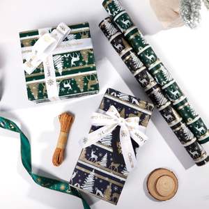 Wholesale 80g <b>Christmas</b> Kraft <b>Paper</b> 43*300cm Gift Luxury Custom Packaging <b>Wrapping</b> <b>Paper</b> Roll - Product Image 1