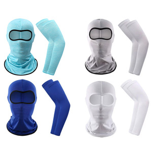 Masque de protection solaire pour le cyclisme et manchons anti-UV couleur unie pour hommes, équipement d'extérieur - Product Image 3
