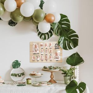 <span class=keywords><strong>Foto</strong></span> Commemorativa di Crescita per Bambini di Un Anno, Registro Creativo del Compleanno dei 12 Mesi in Legno Massiccio - Product Image 4