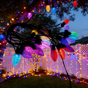 Guirlandes lumineuses LED RGB à changement de couleur, étanches, extérieures, avec télécommande Bluetooth, synchronisation musicale, contrôle par application, lumière ponctuelle LED extérieure continue - Product Image 1