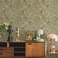 Wallpaper Abu-abu Premium Eropa untuk Ruang Tamu Gaya Amerika, Pelapis Dinding Motif Bunga Retro, Latar Belakang TV Tanpa Sambungan, Bahan Non-Woven