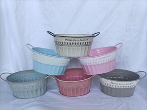 Vente directe d'usine de pots en fer ovales à double anse pour plantes succulentes, idéaux pour décorer les jardins intérieurs et extérieurs. - Product Image 4