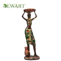 ديكور منزلي أشغال يدوية من الراتينج الإفريقي على الطراز الإفريقي بجودة عالية تماثيل مخصصة للسيدات باللون الأسود تماثيل منحوتة للنساء الإفريقيات