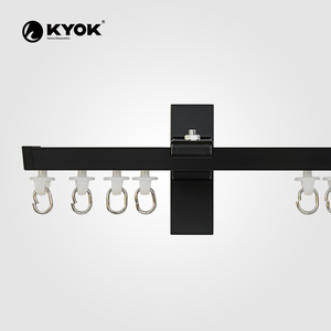 KYOK Modern Matte Black Home Office <b>Curtain</b> Rail Set-<b>Heavy</b>-Load Aluminum Track with Rollers Bulk Wholesale - Product Image 1