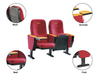 Chaise d'auditorium avec tablette d'écriture, prix abordable, échantillon gratuit, fournisseur vérifié, tissu durable pour théâtre et auditorium