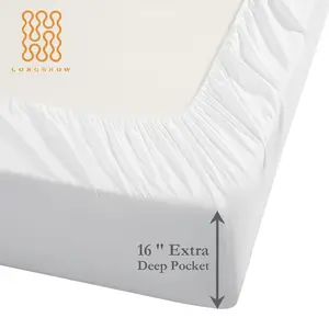 Sábanas de cama supersuaves de algodón egipcio, sábanas de cama de Hotel de lujo blancas, 500TC