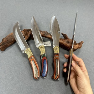 Coltello da Chef Personalizzato 5CR15 con Finitura a Specchio, Coltello da Macellaio Bowie con Bolster in Ottone Intagliato e Impugnatura in Legno Stratificato - Product Image 2