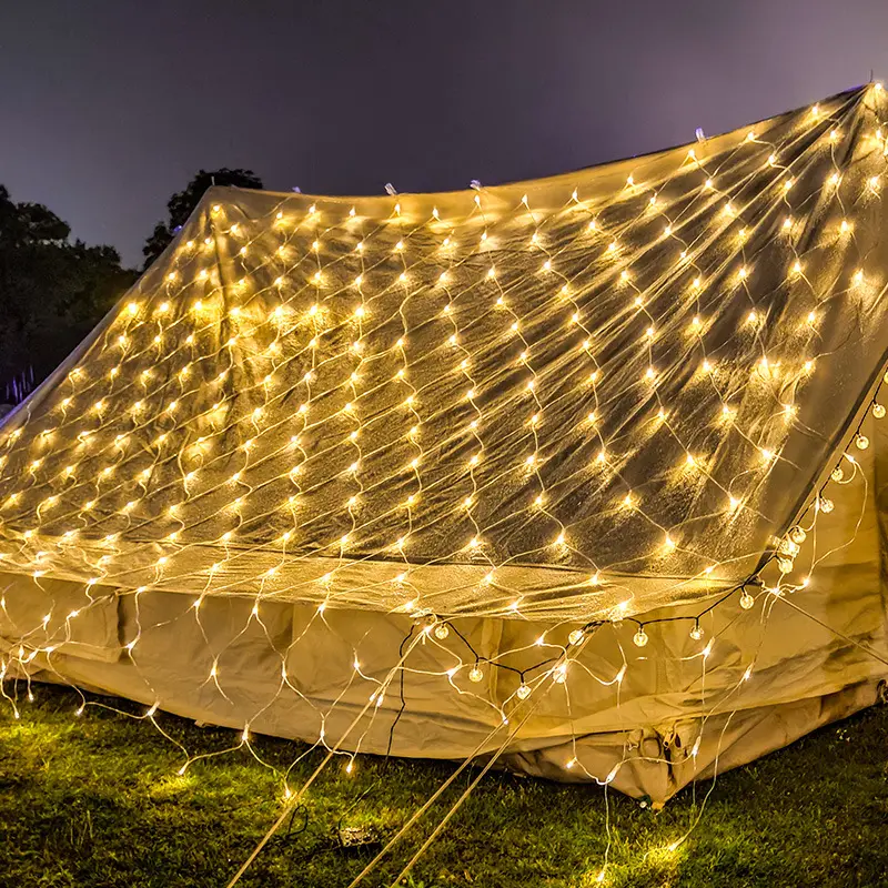 Cortina de janela de guirlanda de venda quente para festas de casamento e natal, luz de corda de fadas em malha de rede LED