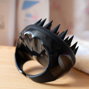 Fornitura di fabbrica spazzola per Shampoo in Silicone ecologico massaggiatore per cuoio capelluto per capelli rosa nero - Product Image 4