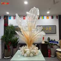 Centres de table de mariage de haute qualité SMS, fleurs géantes à dégradé de couleurs, fleurs en organza de soie, installation artistique florale pour la décoration de table de banquet