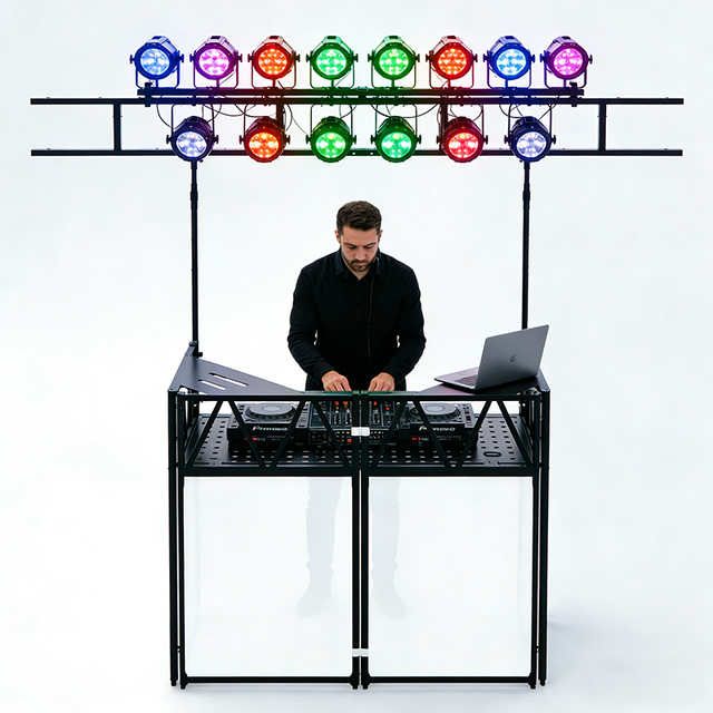 Portable Mobile Folding Stage Mixer Foldable Podium Pliable Plegable Stand Station Facade DJ Booth Table with Laptop Stand