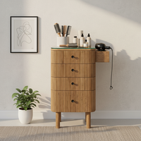 Chariot de coiffure moderne en MDF avec roulettes, design écologique, durable et portable, multiples rangements pour usage commercial
