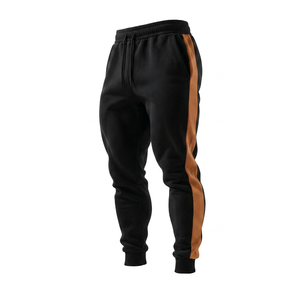 Pantalones Deportivos Negros para Hombre, Talla Grande, Algodón de Peso Medio, Estilo Ropa de Trabajo, Cintura con Cordón Ajustable, Logotipo Termotransferible en la Pierna Derecha - Product Image 4