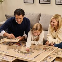 Planche à puzzles rotative en bois (convient aux puzzles jusqu'à 35 x 26) avec 6 tiroirs de rangement