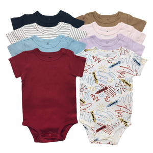 Romper Casual Unisex para Bebés Recién Nacidos, Color Rosa Pálido, Venta al por Mayor, Rompers de Verano para Niños y Niñas, de Algodón Orgánico - Product Image 1