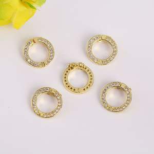 Hallazgos de llavero circular de diamantes de imitación Cierres de cristal chapados en oro y plata Decoración Fabricación de joyas Suministros para manualidades con estilo - Product Image 5