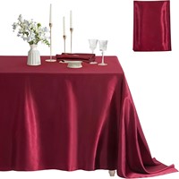 Nappe rectangulaire en satin faite à la main, couleur unie, pour mariage, banquet, hôtel, événement, chemin de table, lavable, vente en gros