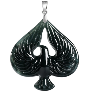 Colgante de jadeíta natural genuina de grado A con diseño de fénix y flor de ciruelo negro, con incrustaciones de plata S925 de grado hielo. - Product Image 4