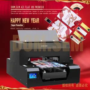 Digital UV Flatbed Kartu Pvc Printer A3 Mesin 3D Timbul Efek Gratis dengan Tinta