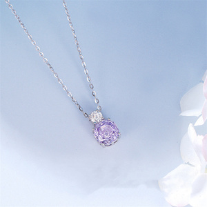 S925 argento puro <span class=keywords><strong>Millennium</strong></span> rosa taglio collana per le donne placcato oro con zircone di lusso fiore viola catena clavicola per regalo - Product Image 1